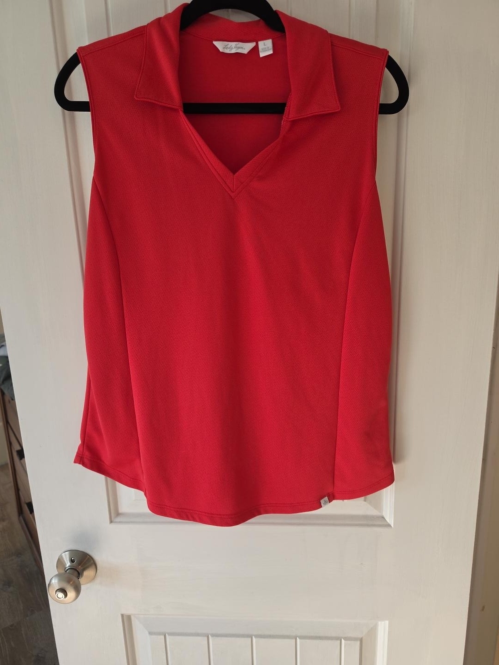 Lady Hagen Red Sleeveless V-Neck Golf Polo Shirt Women's Large